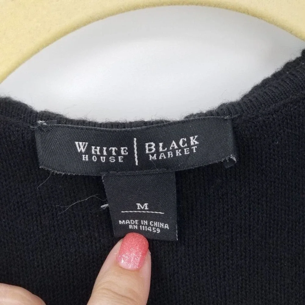 White House Black Market Tight Knit Pleated Edge Duster Cardigan Sweater Size M